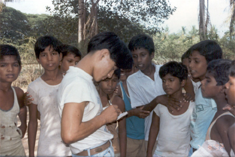 Marit Seng Ja Pan amid the Rural Children 1992; Photo By Ms Seng Raw